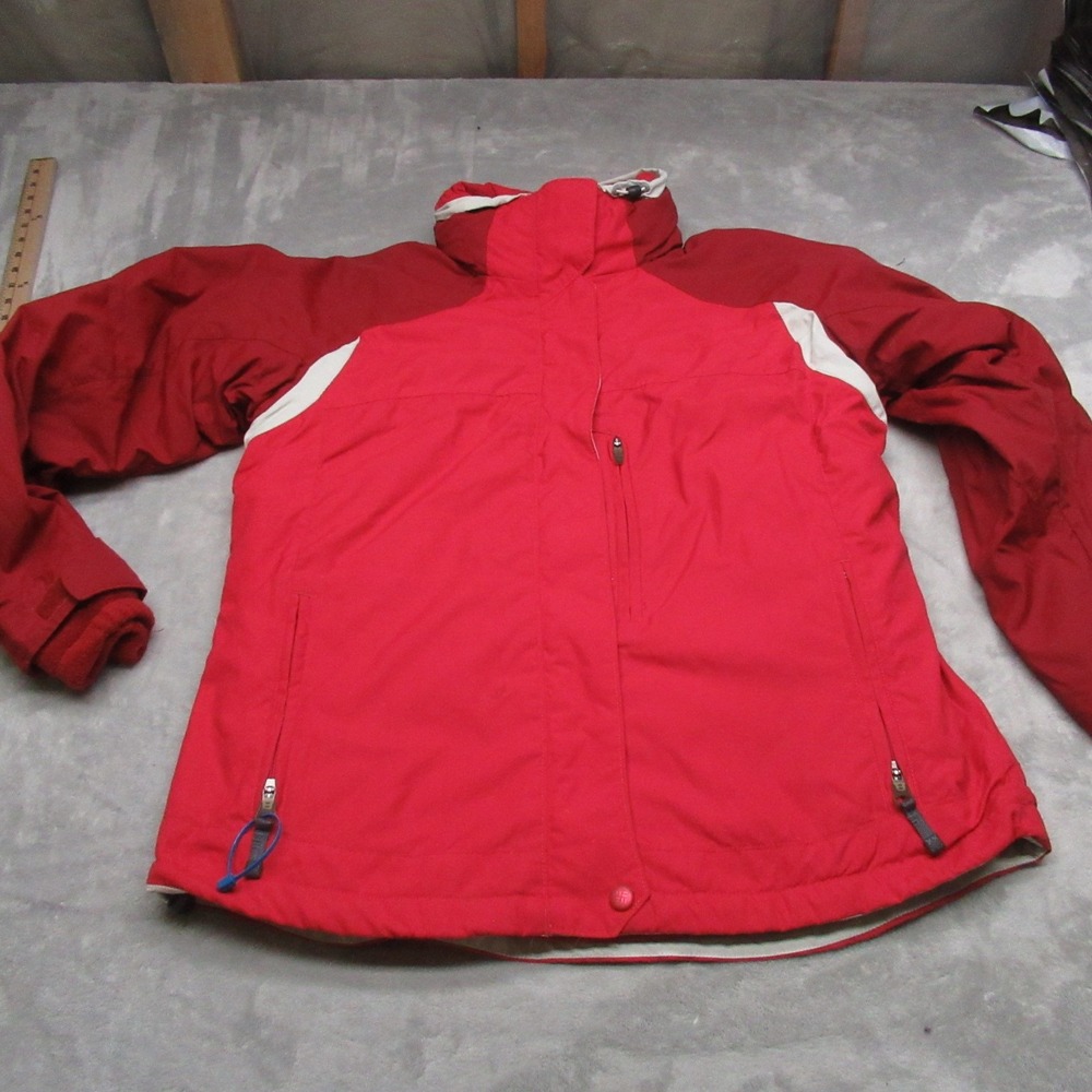 Columbia Vertex Jacket Womens Large Red Full Zip Winter Ski Removable Liner 3in1